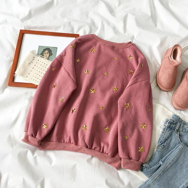 Sequin Stars O-Neck Sweater