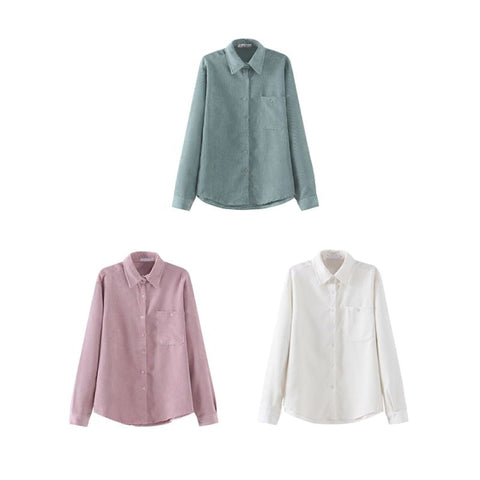 Blusa casual de pana de manga larga