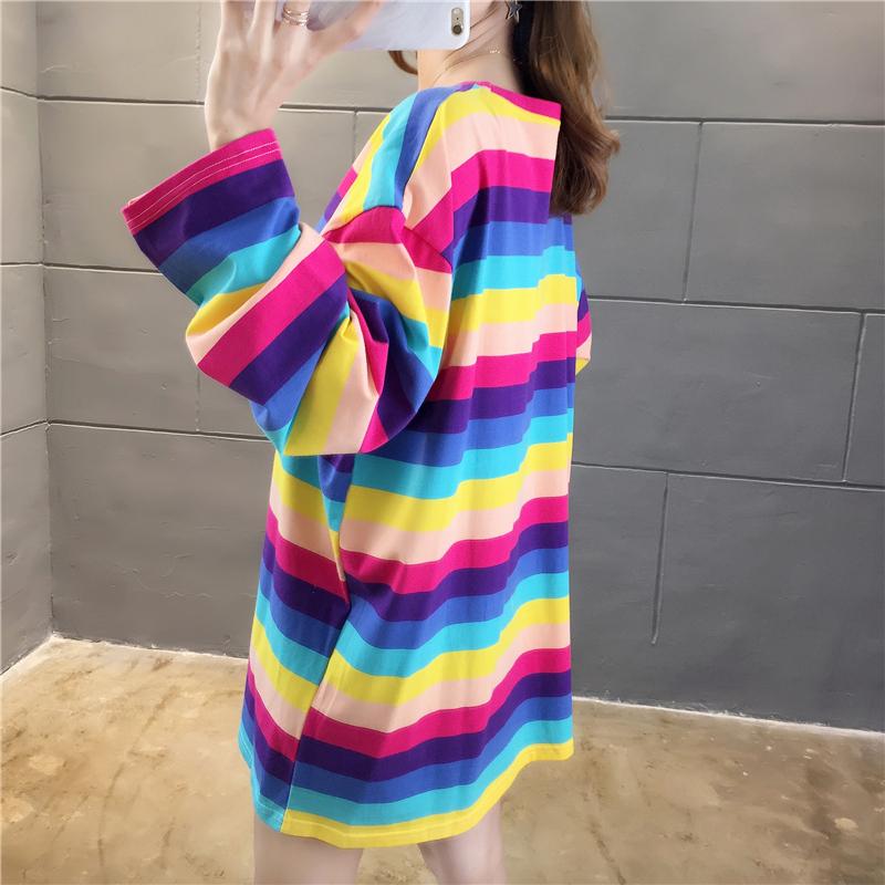 Oversize-Langarmhemd mit Streifen und Früchte-Print 
