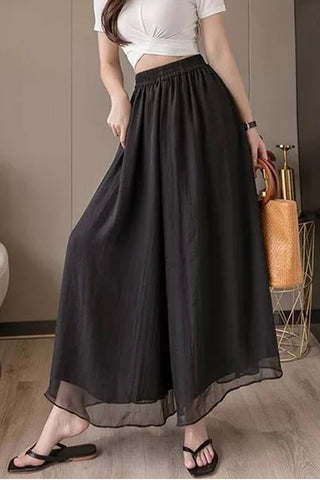 High Waist Loose Wide Leg Mesh Chiffon Pants