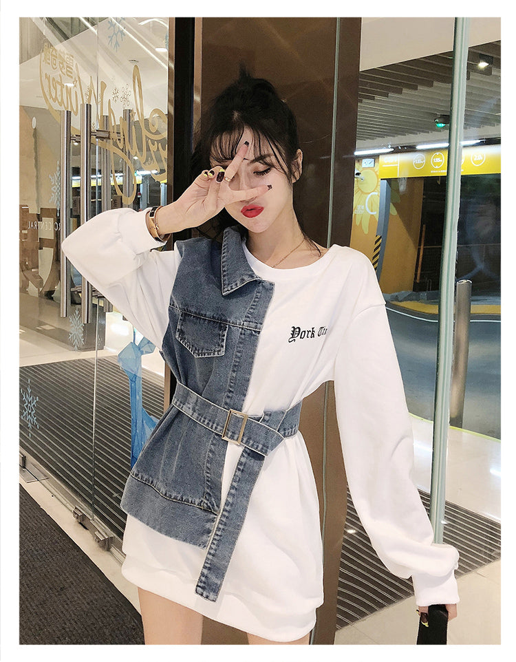 Sweatshirt Combine Denim Casual Jacket