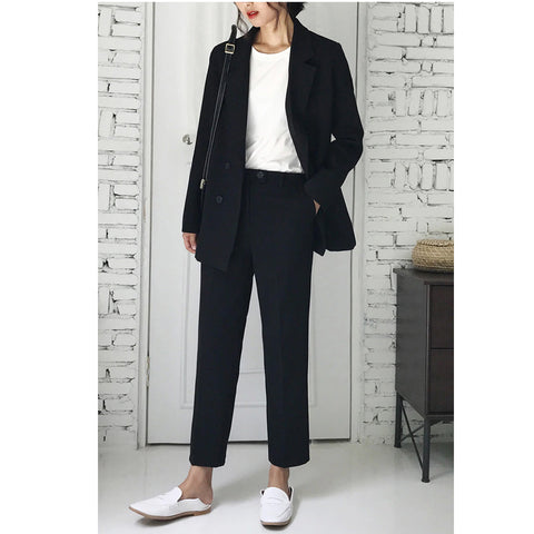 Conjunto de chaqueta blazer cruzada y pantalón tubo