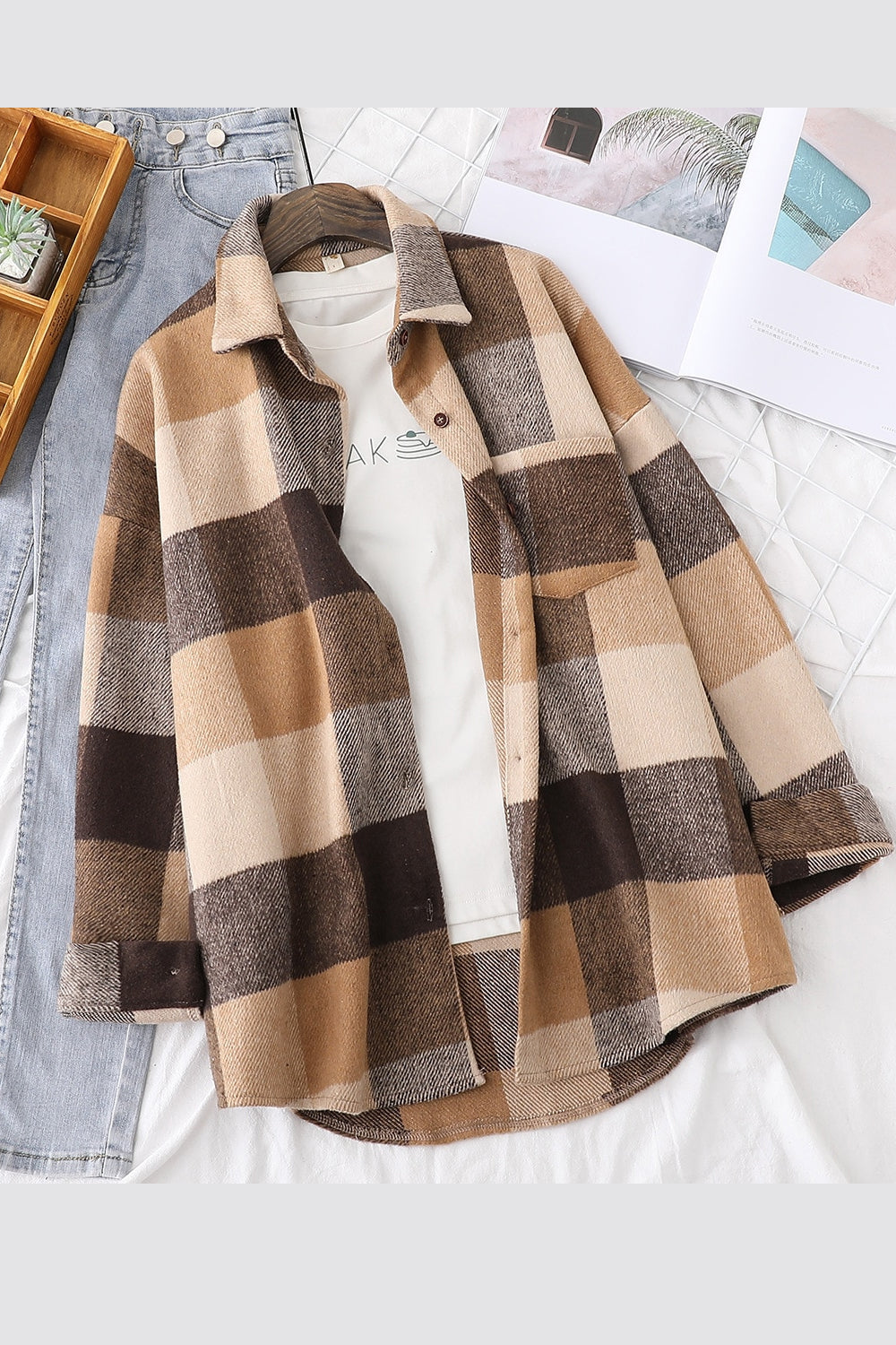 Big Plaid Woolen Thick Oversize Shirt