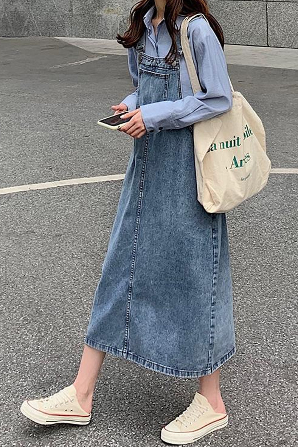 Retro Loose A-Line Long Denim Dress