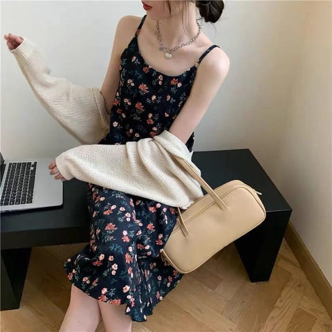 Sexy Spaghetti Strap Floral Long Dress