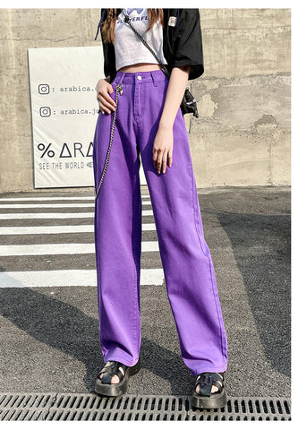 High Waist Pastel Colors Long Jeans Pants