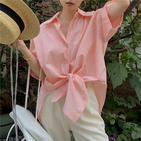 5 Colors Loose Oversize Solid Blouse Shirt