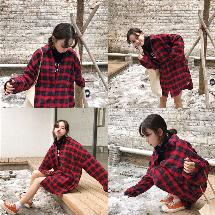 Casual Streetwear Plaid Loose Shirt