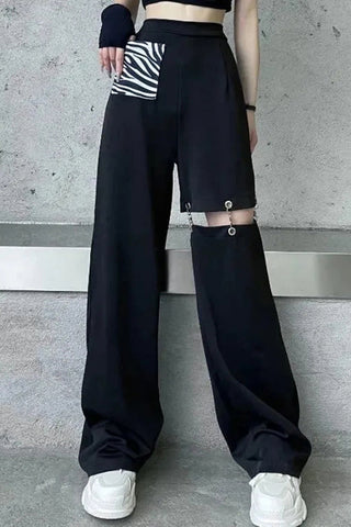 High Waist Elastic Hollow Out Pants