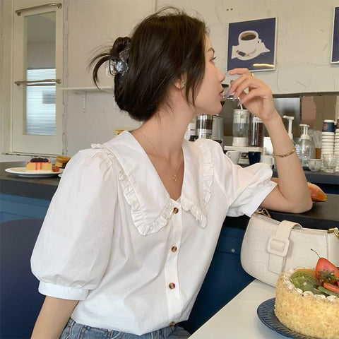 Sweet Peter Pan Collar Elegant Office Blouse Shirt