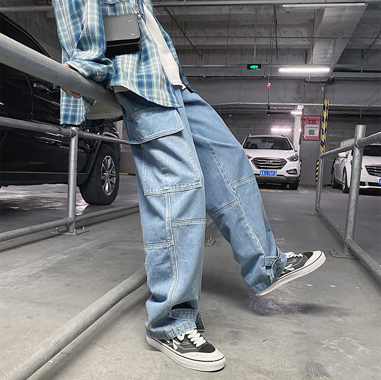 Wide Leg Hip Hop Cargo Jeans Long Pants