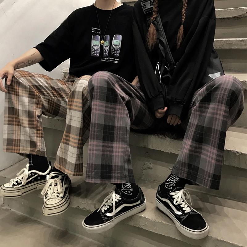 Elastic Stretchy Striped Plaid Pants