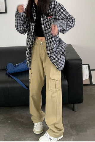 High Waist Loose Wide Leg Cargo Pants