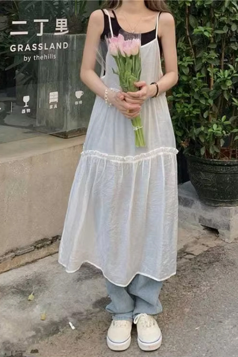 Long Sexy Transparent Summer Camisole Dress