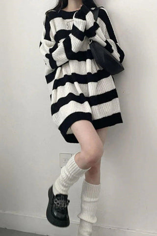 Loose Striped Long Knitted Sweater