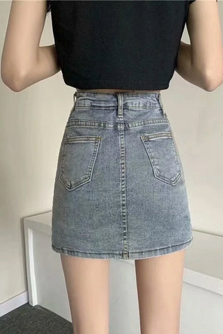 High Waist Front Slit Short Denim Skirts