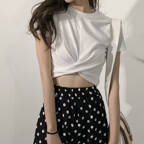 Sexy Solid Criss Cross Slim Shirt