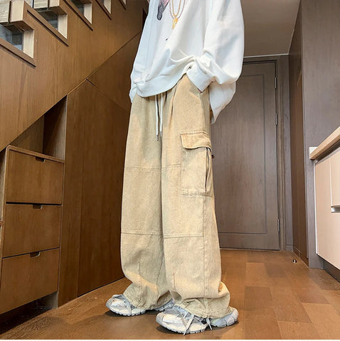 Hip Hop Patchwork Cargo Pockets Men Pants