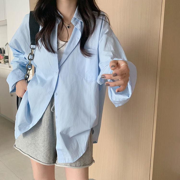 Camisa blusa suelta de colores caramelo sólidos 