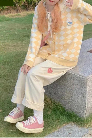 High Waist Sweet Love Shaped Vintage Corduroy Pants