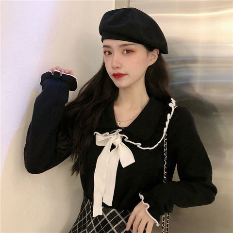 Doll Collar Knitted Cozy Sweater