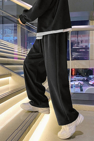 Loose Wide Leg Solid Long Men Sweatpants