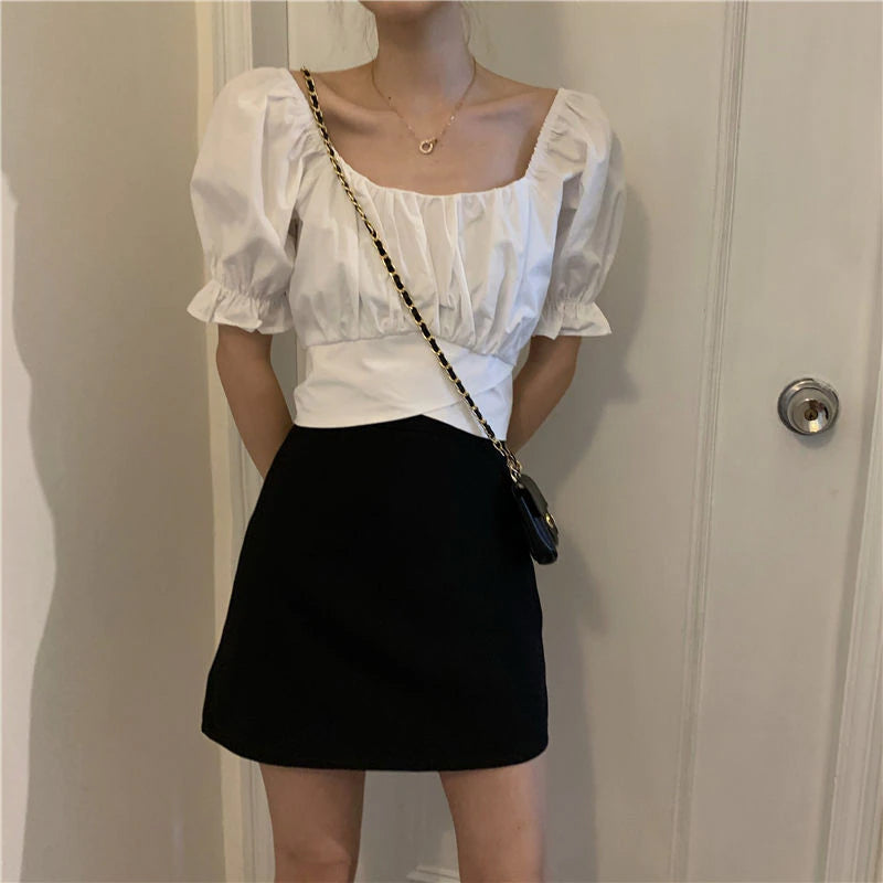 Sexy Backless Bow Knot Ruffles Crop Tops