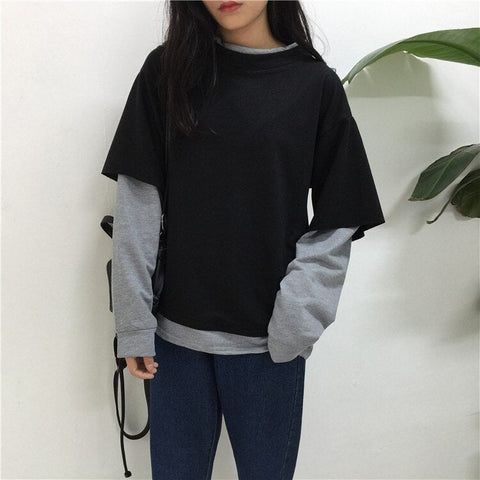 2 Colors Combination Casual Sweatshirt