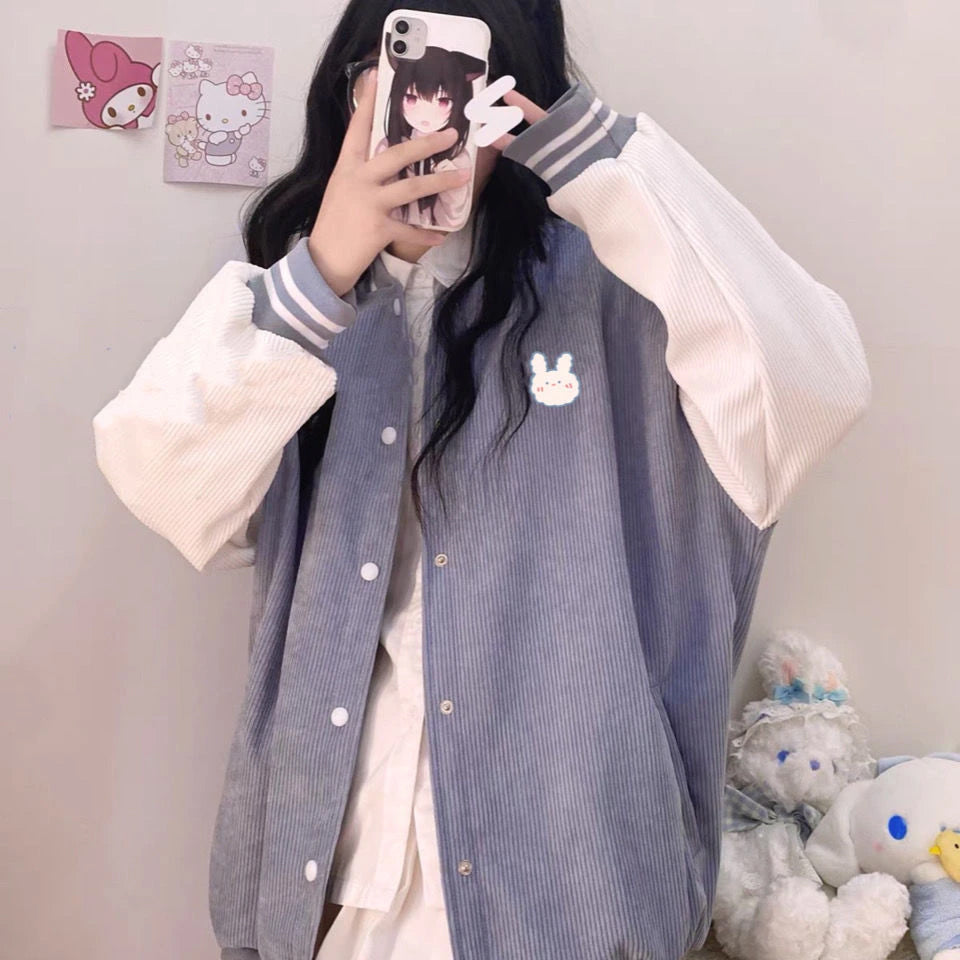 Loose Cute Colors Baseball Sweater Jacket