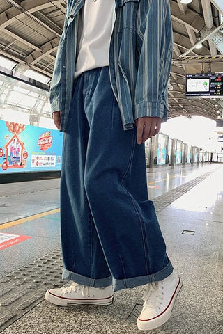Wide Leg Hip Hop Jeans Long Men Pants