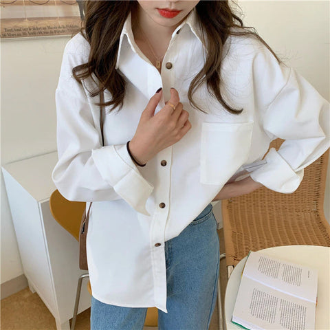 Long Sleeve Casual Basic Office Blouse Shirt