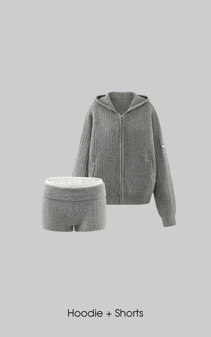 Oversized Knit Hoodie and Wide-Leg Pants Set