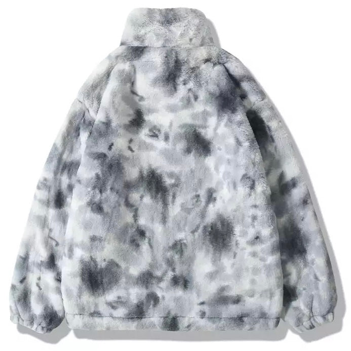 Chaqueta de piel sintética con efecto tie-dye 