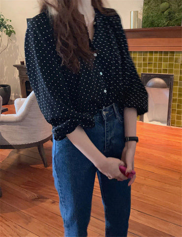 Elegant Dot Pattern Office Blouse Shirt