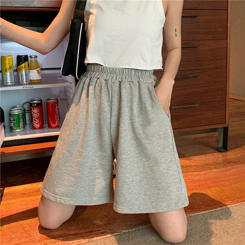 Basic Colors Elastic Waist Summer Shorts Pants