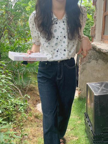 Retro Florals Peter Pan Collar Summer Shirt