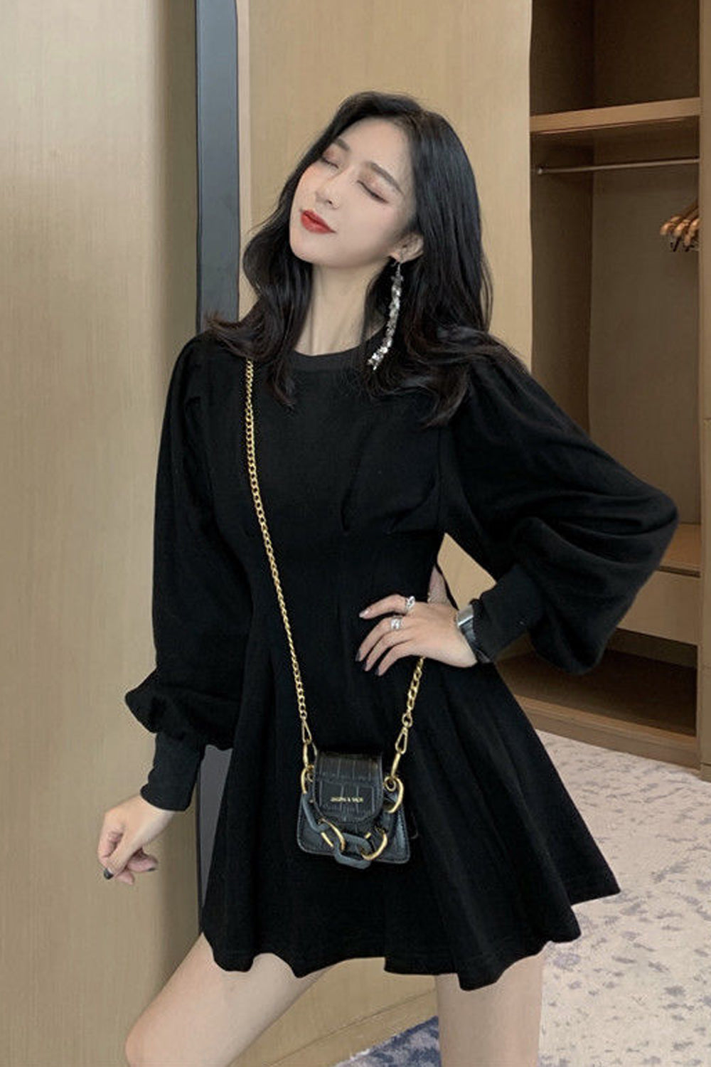 Long Sleeve O-Neck Elegant Dress