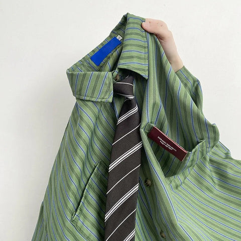 Short Sleeve Hip Hop Striped Collar Shirt