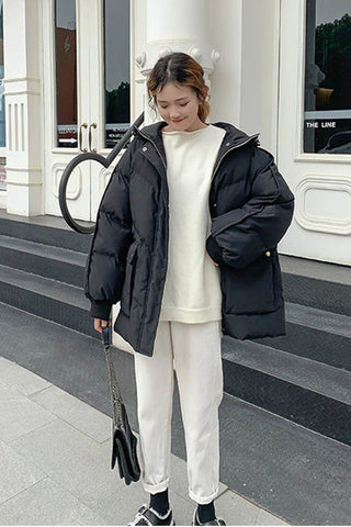 Solid Warm Hooded Parkas Coat Jacket