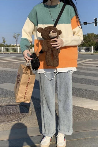 Retro Big Striped O-Neck Sweater