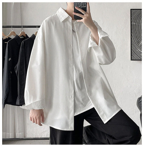 Long Sleeve Loose Casual Basic Men Shirt