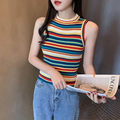 O-Ausschnitt Off Shoulder Streifen Strick Crop Tops