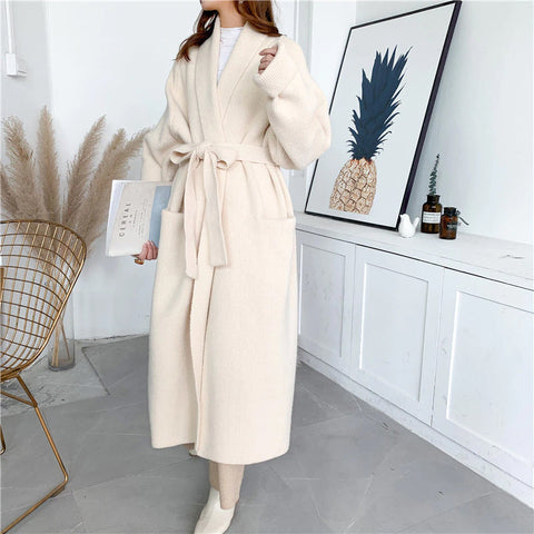 Loose Thick Belted Long Cardigan Coat