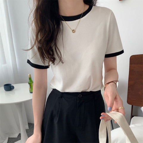 Short Sleeve Elegant Colors Ringer Shirt