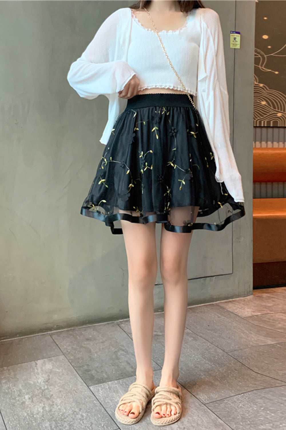 Mesh Floral Summer Elegant Mini Skirt