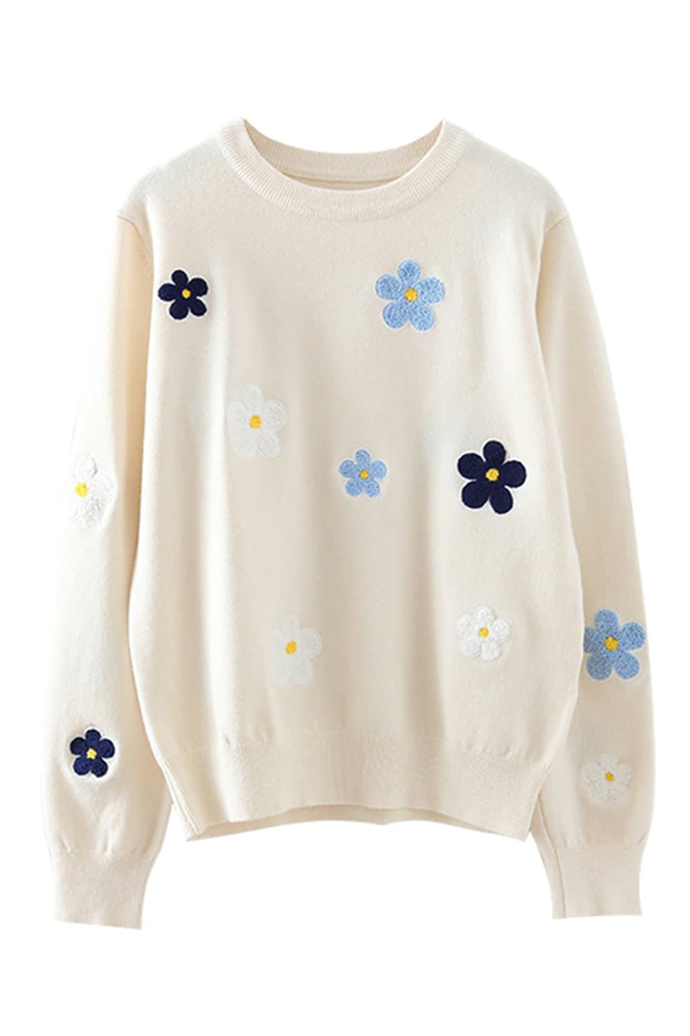 Daisy Floral Embroidery Sweater