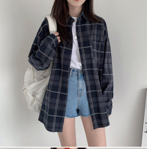 Oversize Plaid Flannel Shirt