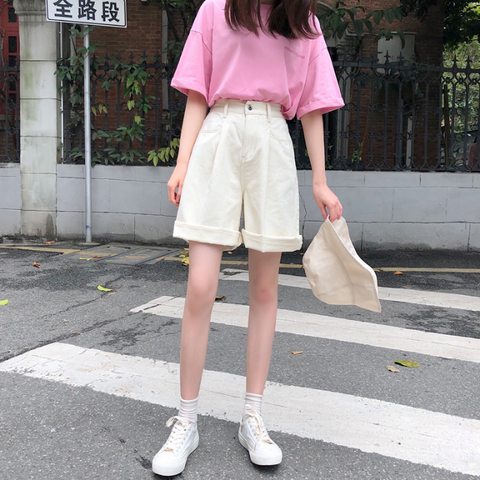 Wide Leg Solid Color Shorts Pants