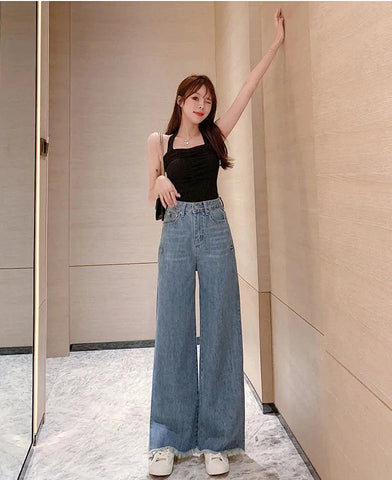 Side Split Wide Leg Loose Jeans Pants