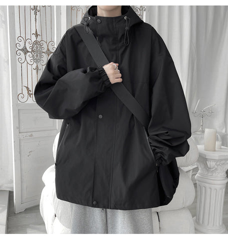 Loose Windbreaker Hooded Cargo Jackets